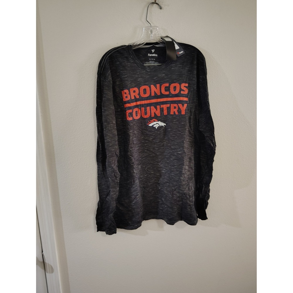Fanatics NFL Denver Broncos Country Long Sleeve Shirt Charcoal Space Dye Mens XL